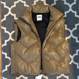 Zara Taupe Puffer Vest